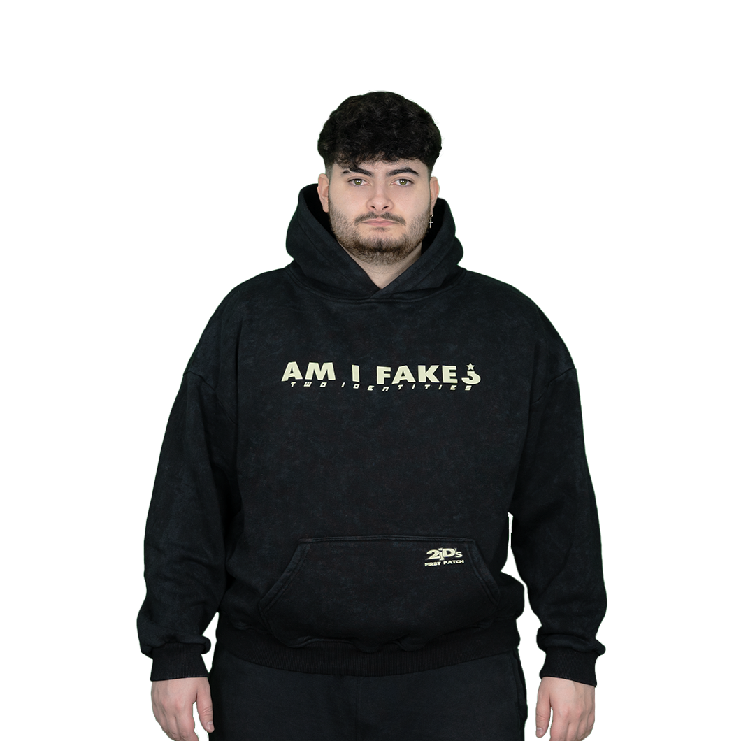 AM I FAKE Black Hoodie